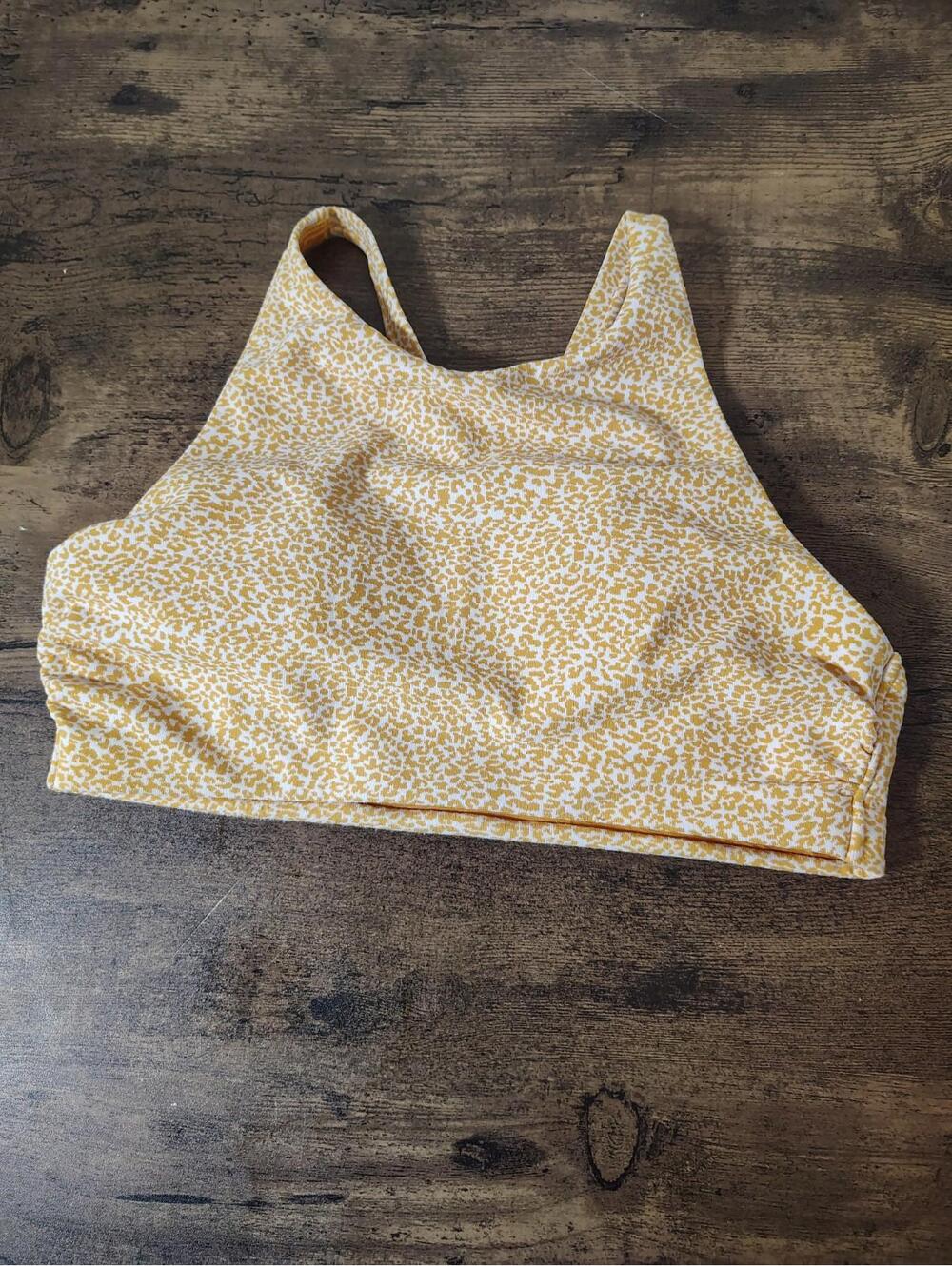 Athleta Womens High Neck Jacquard Cheetah Animal Print Swim Bikini Top Size XXS